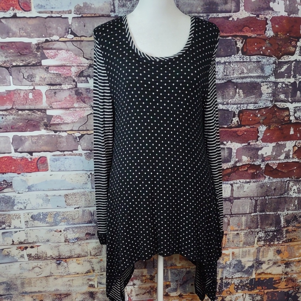 Creative Couture Stretch Knit Asymmetric Tunic Top